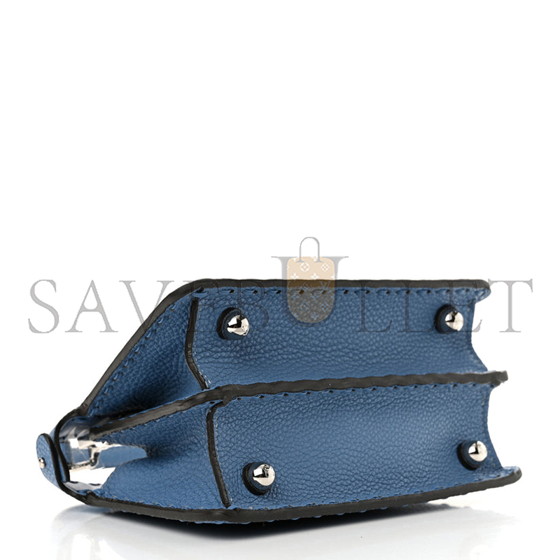 F**di cuoio romano selleria macro stitchings petite peekaboo i see u iconic satchel placca argento (20*15*11cm)